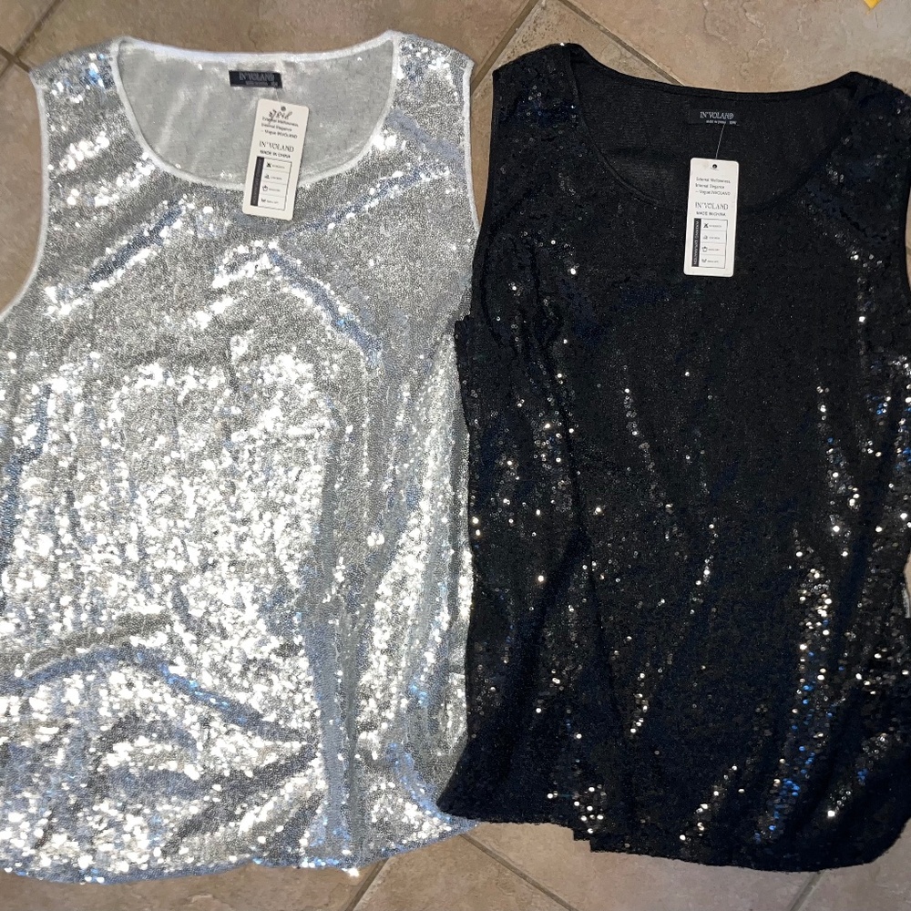 Two women’s xl sequin tank tops nwt